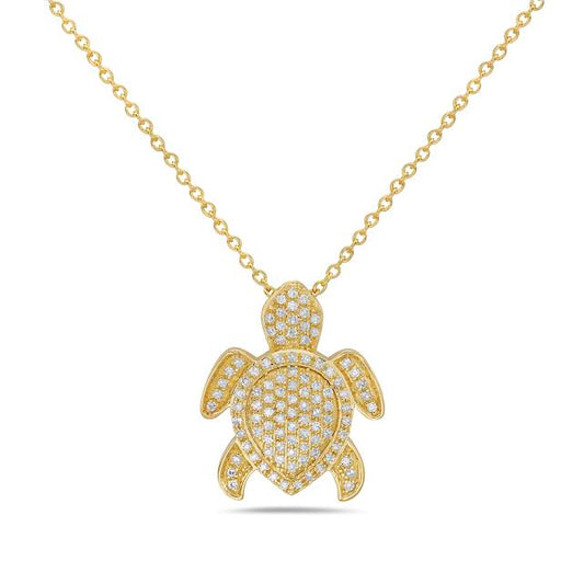 14k 15x13mm turtle necklace with 101 diamonds 0.15ct 18 inches