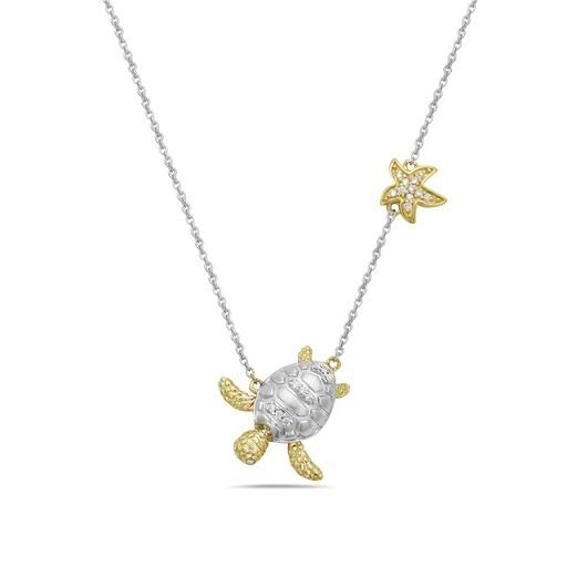 14k turtle necklace with 22 diamonds 0.06ct 18 inches length