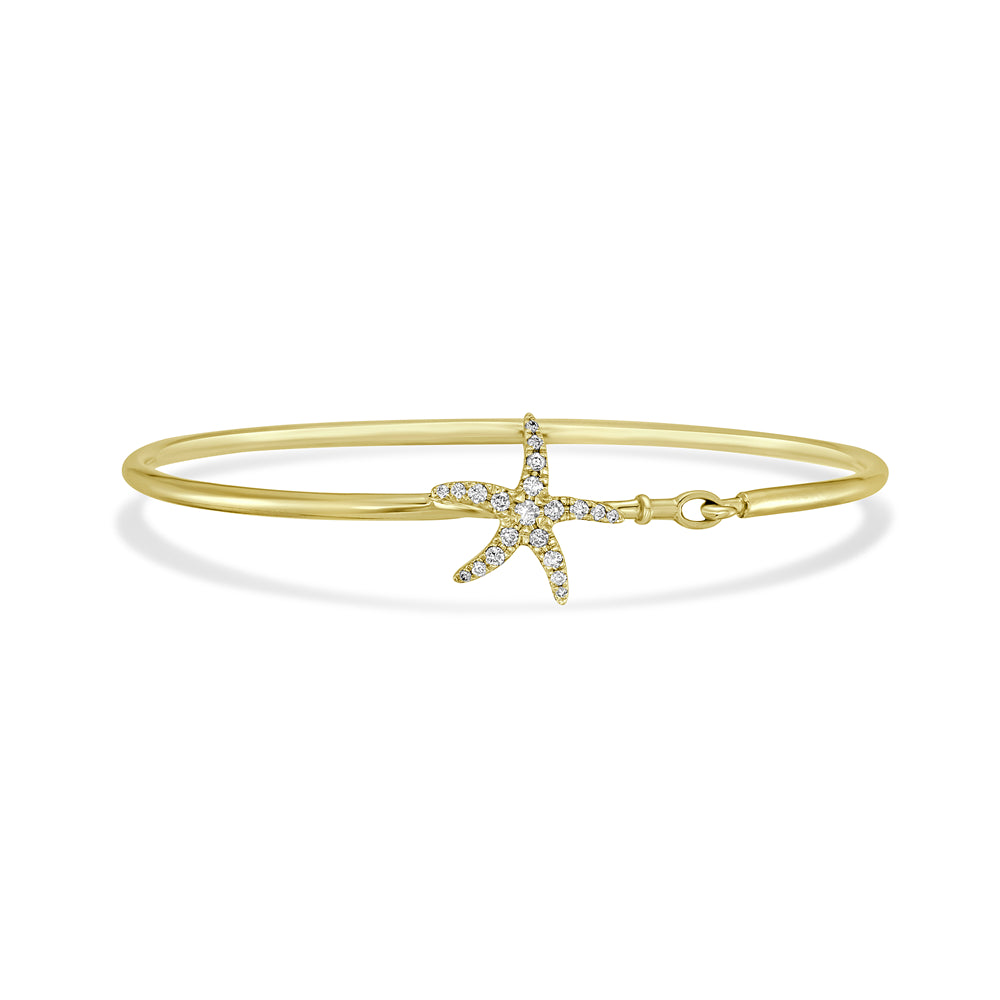 14k 14.5mm starfish flexible bangle with 21 diamonds 0.24ct