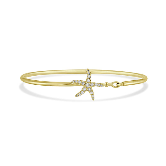 14k 14.5mm starfish flexible bangle with 21 diamonds 0.24ct