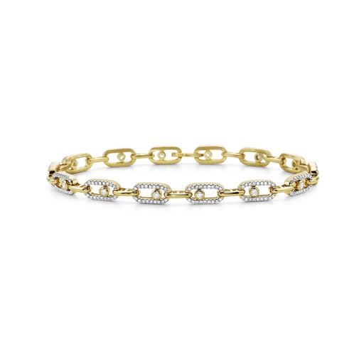 14KY GOLD MOVING DIAMOND LINK BRACELET WITH 266 DIAMONDS 0.86CT 7 INCHES