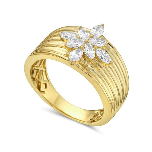14k wide band with 8 marquise diamonds 0.67ct