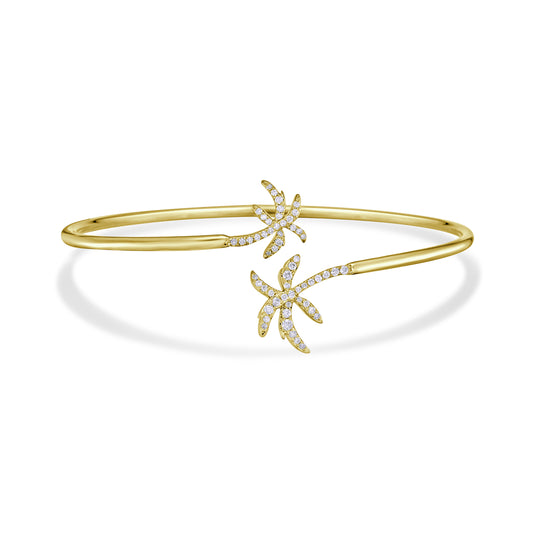 20mm double palm tree flexible bangle with 57 diamonds 0.26ct