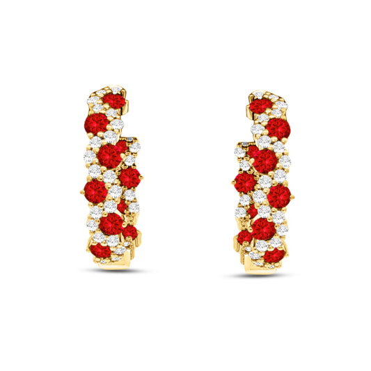 18mm hoop earring with diamonds 0.52ct & rubies 1.07ct