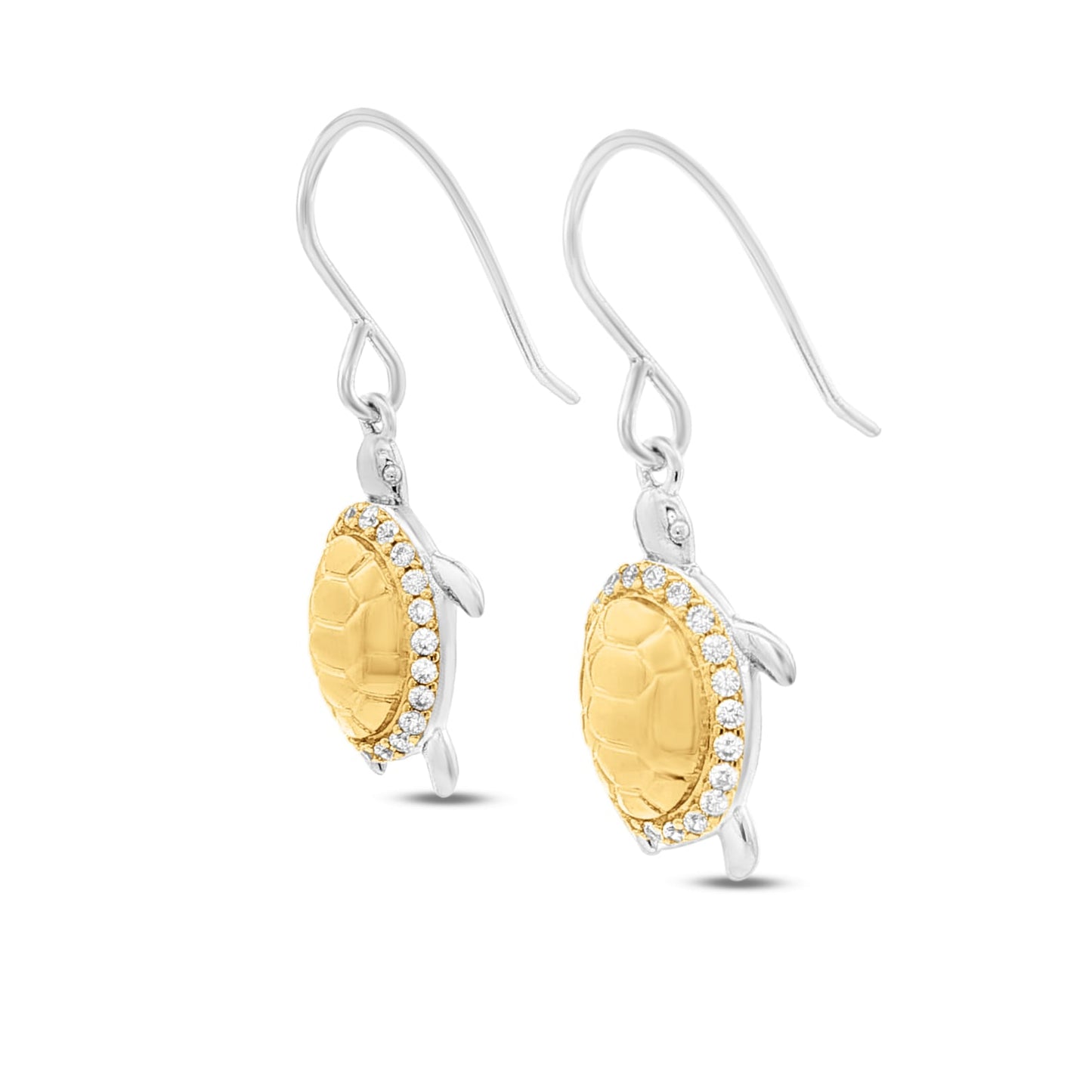 20mm x 11mm Sterling silver and gold plate turtle earrings