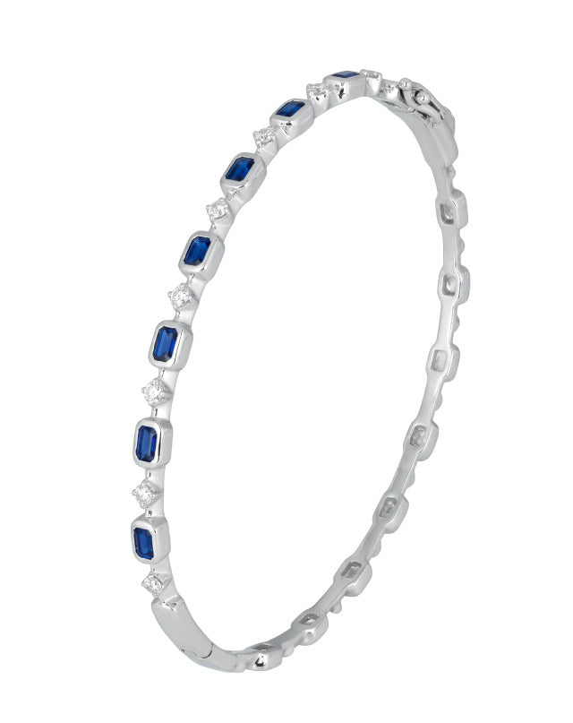 14k 3.5mm Bangle with available in Rubies, Emeralds, or Sapphires with Diamonds 5.5