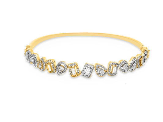 14K TT BANGLE WITH 278 RD DIAMONDS 1.18CT & 7 BAG 0.37CT