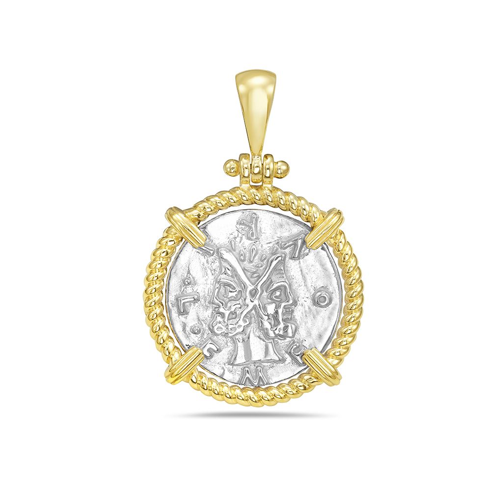 20mm sterling silver & gold plated artifact coin pendant