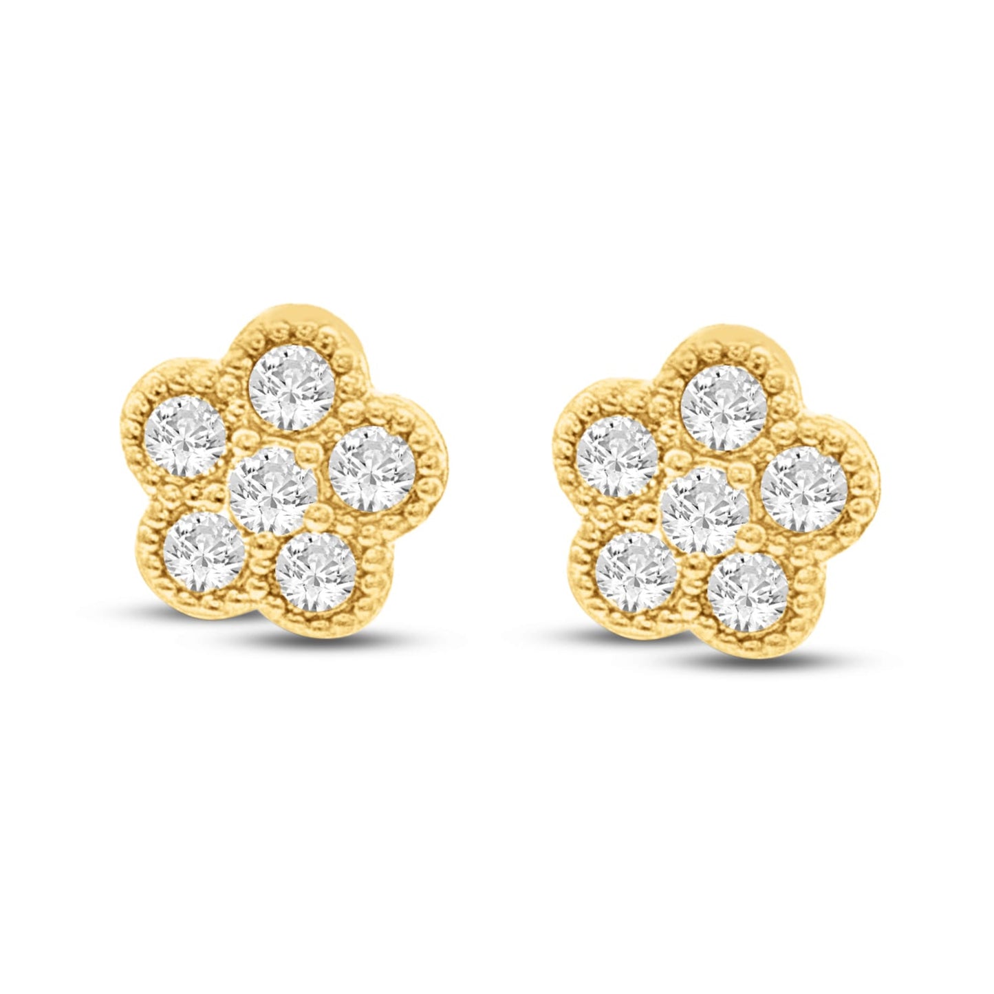14KY Flower earrings with 12 diamonds 0.34ct