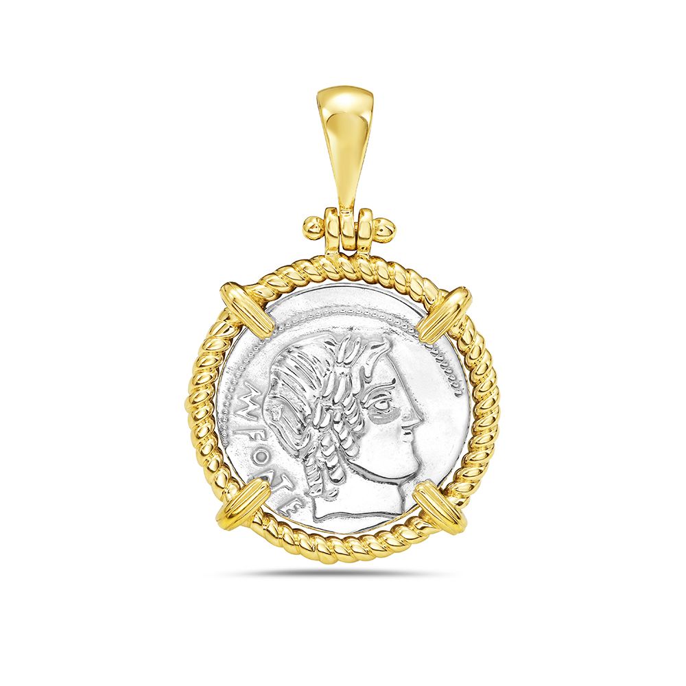 20mm sterling silver & gold plated roman emperor coin pendant