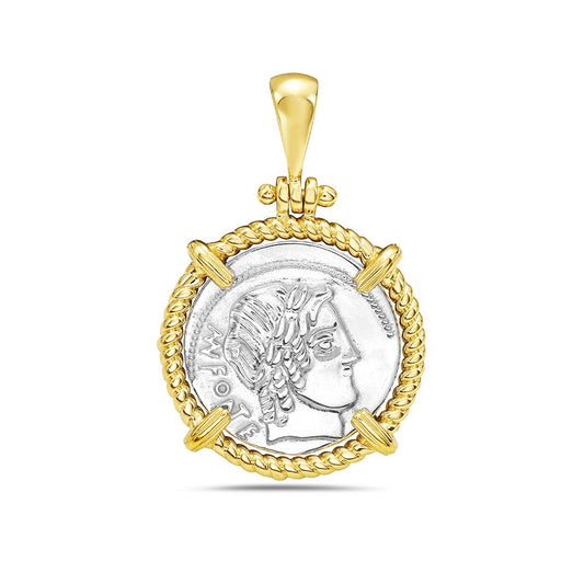 20mm sterling silver & gold plated roman emperor coin pendant