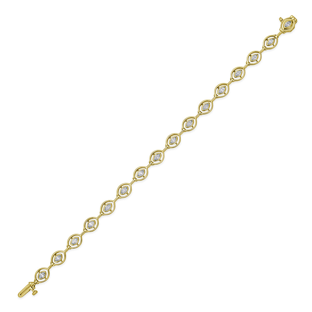 14k link bracelet with 16 marquise diamonds 1.20ct 7 inches wrist