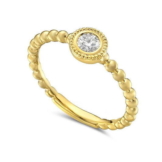 14ky beaded band with 1 round diamond 0.19ct