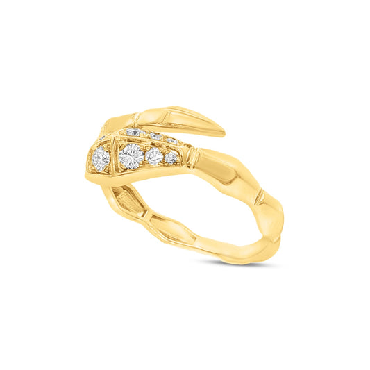 14k 9mm snake ring with 9 diamonds 0.24ct