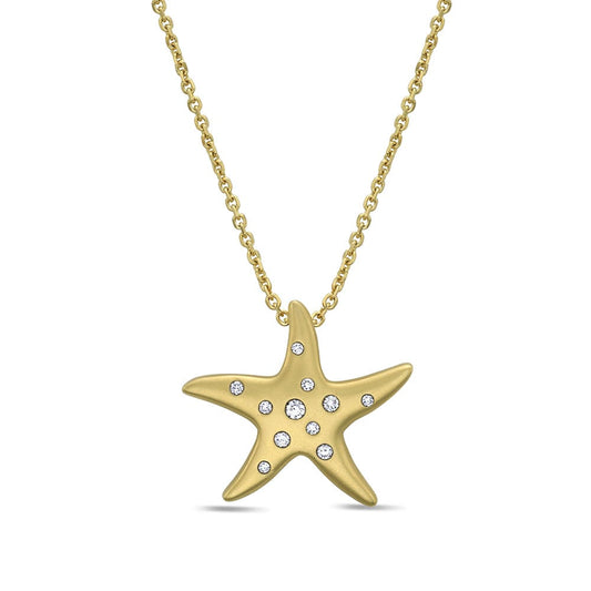 14K 28MM STARFISH PENDANT WITH 11 DIAMONDS 0.25CT ON 18 INCHES CABLE CHAIN
