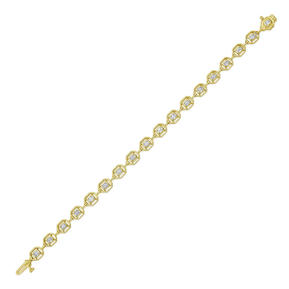 14k link bracelet with 18 emerald cut diamonds 1.57ct 7 inches wrist