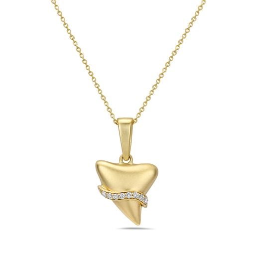 14k 14mm x 12.75mm sharks tooth pendant with 8 diamonds 0.06ct on 18 inches cable chain