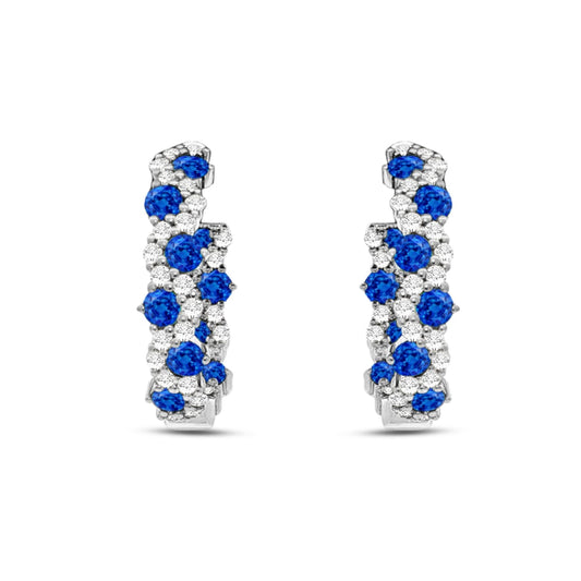 18mm hoop earring with diamonds 0.52ct & blue sapphires 1.16ct