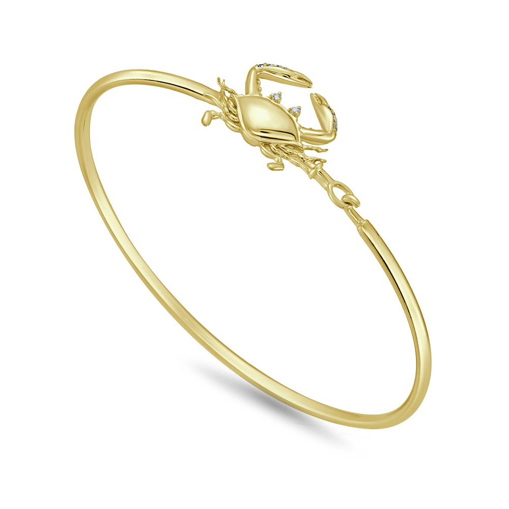 14k 15mm crab flexible bangle with 18 diamonds 0.08ct