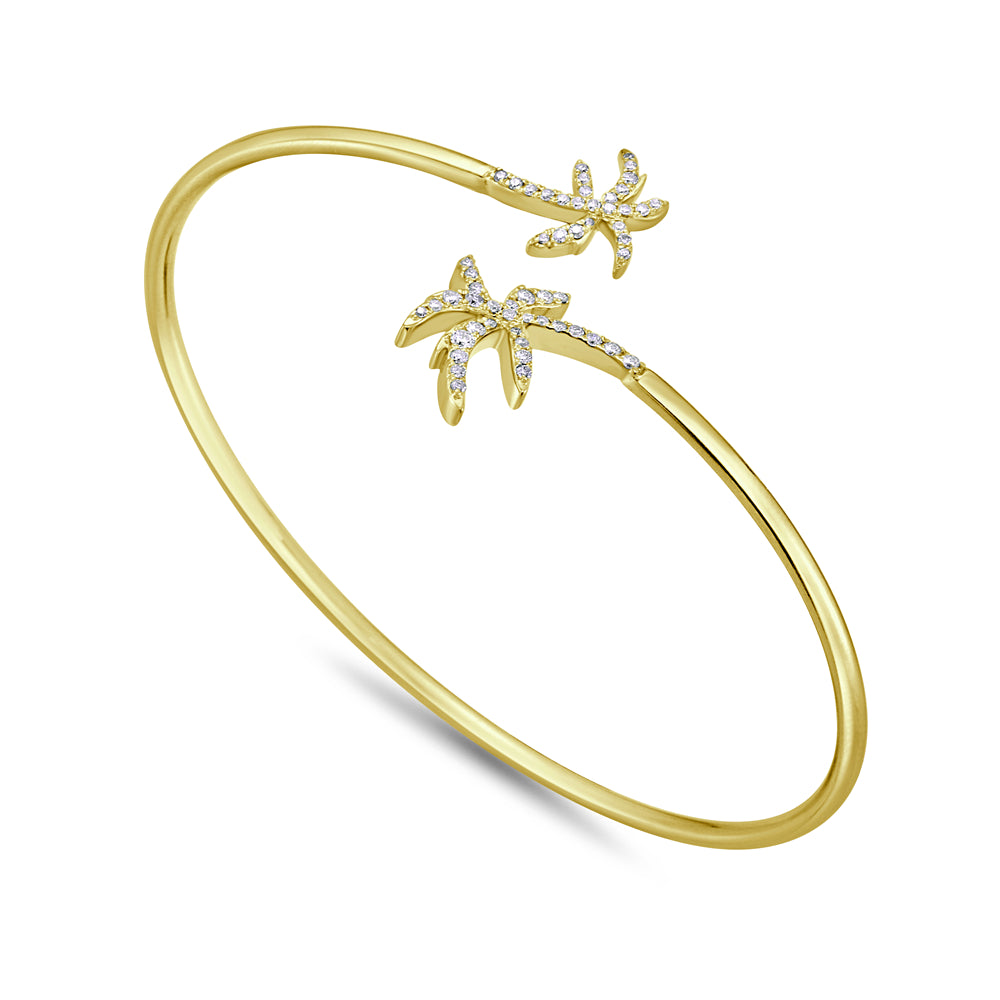 20mm double palm tree flexible bangle with 57 diamonds 0.26ct