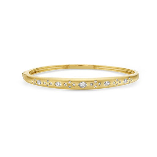 14K DOMED BANGLE WITH 22 ROUND DIAMONDS 0.24CT & 5 OVAL DIAMONDS 0.55CT, DIAMOND TW 0.79CT