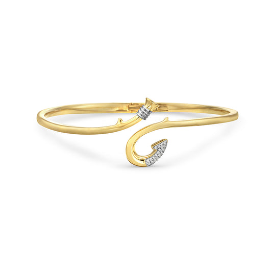 14k 18mm wide fishhook bangle with 18 diamonds  0.06ct