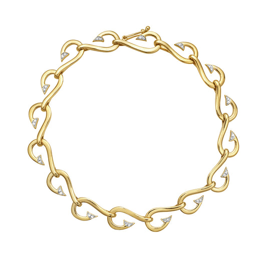 14k 7mm fishhook link bracelet with 32 diamonds 0.11ct 7.5 inches wrist
