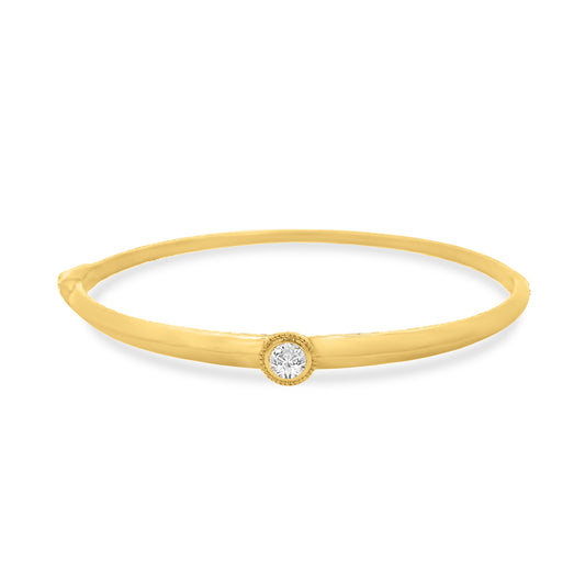 14k 4.3mm bangle with 1 round diamond 0.31ct