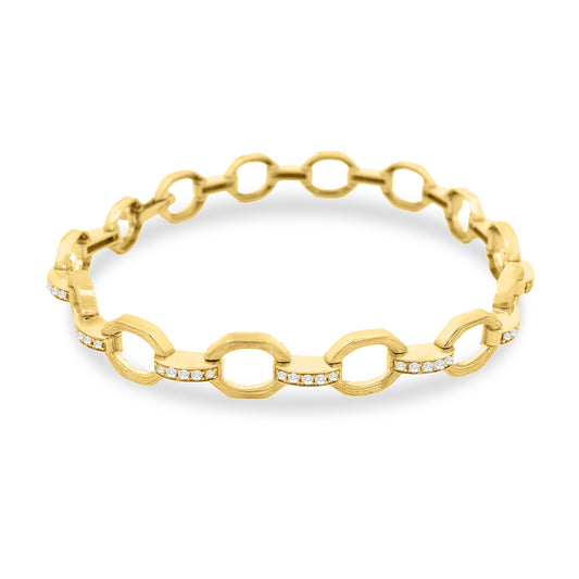 14k link bracelet with 65 diamonds 0.65ct 7 inches wrist