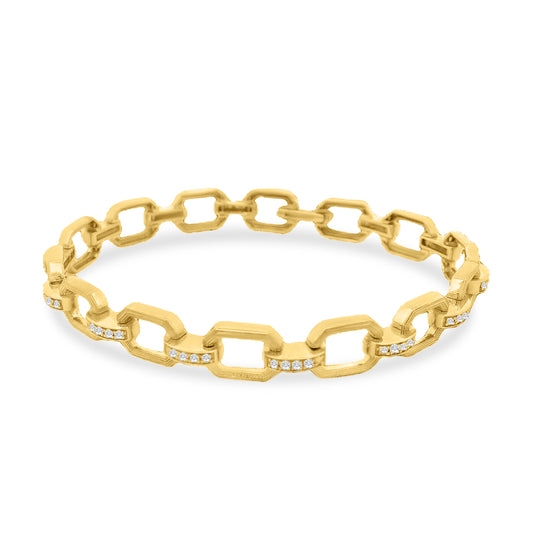 14k rectangle link bracelet with 65 diamonds 0.56ct 7 inches wrist