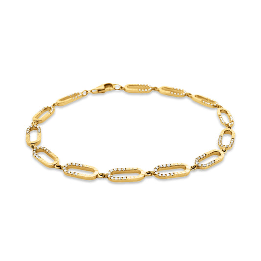 5mm 14K link bracelet with 130 diamonds 0.6ct