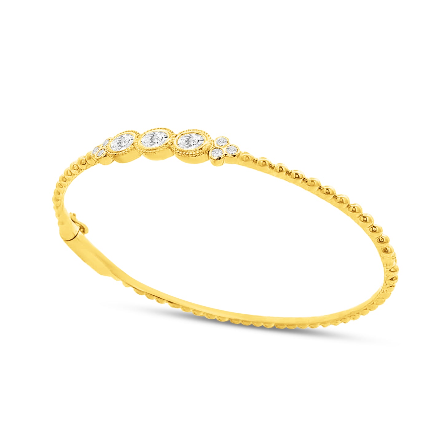 14K BEADED DIAMOND BANGLE