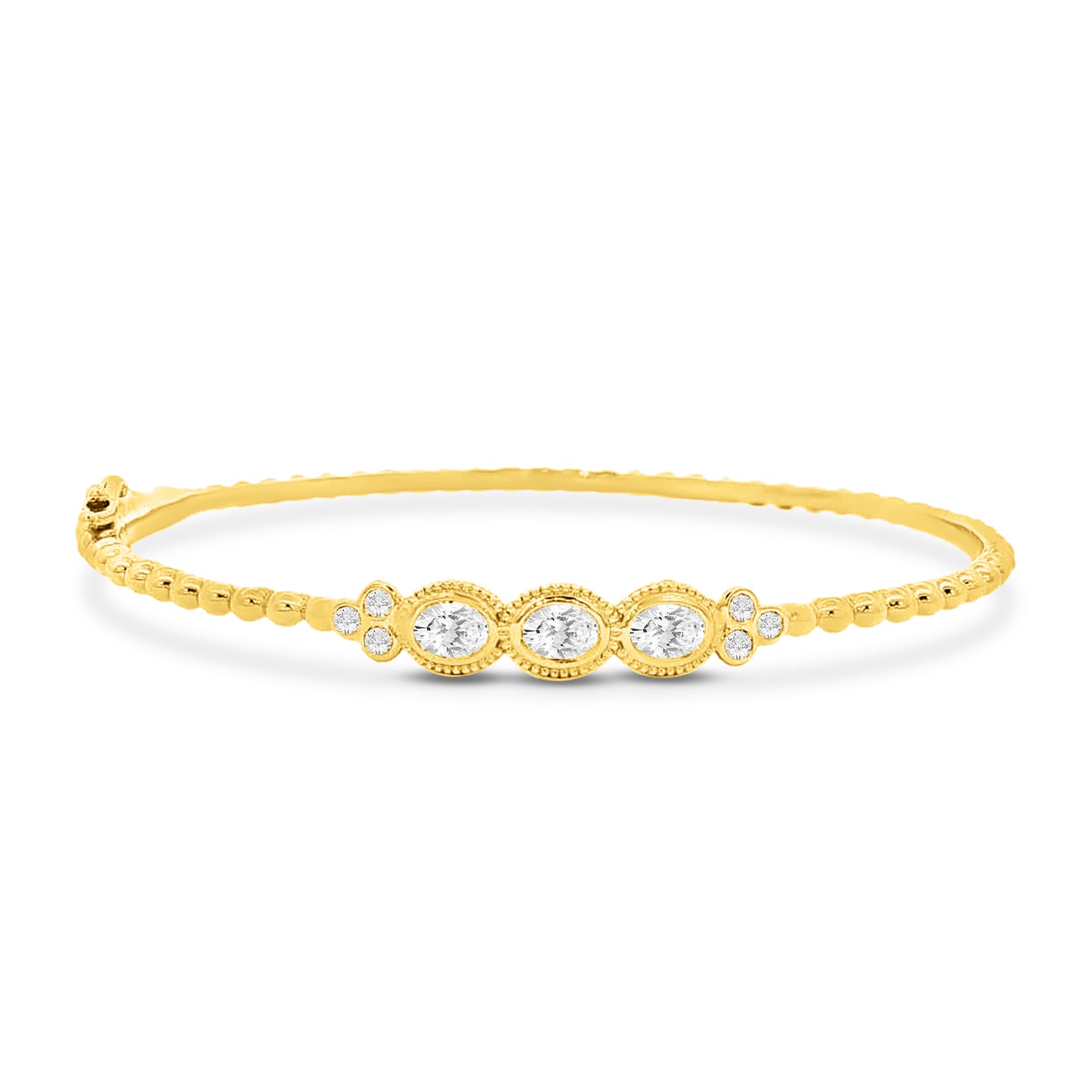 14K BEADED DIAMOND BANGLE