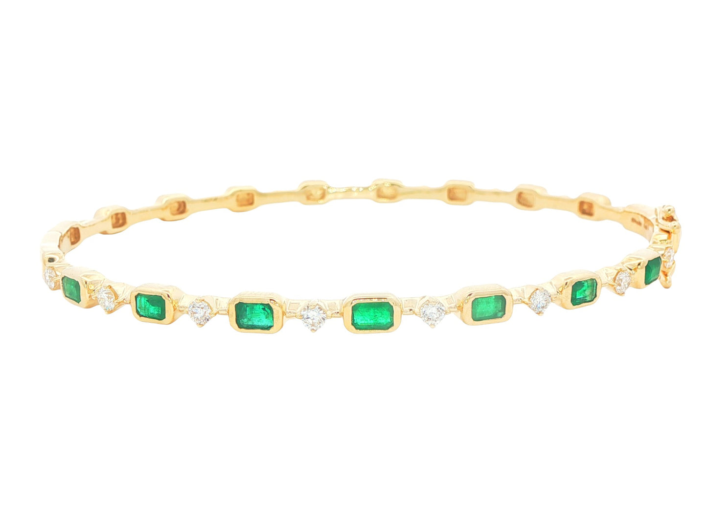 14k 3.5mm Bangle with available in Rubies, Emeralds, or Sapphires with Diamonds 5.5