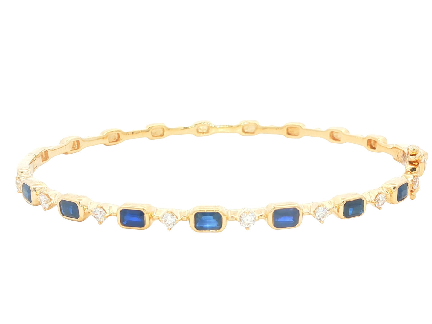 14k 3.5mm Bangle with available in Rubies, Emeralds, or Sapphires with Diamonds 5.5