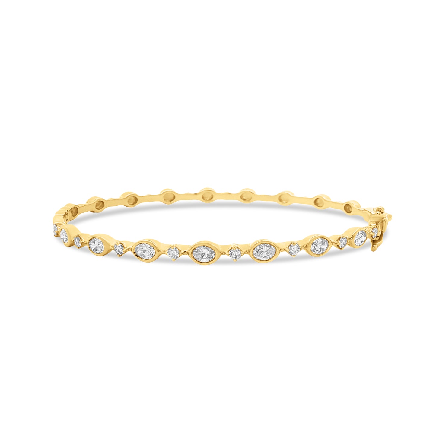 14KY Bangle with 8 round Diamonds 0.30ct & 7 oval 1.03ct, t.w. 1.33ct