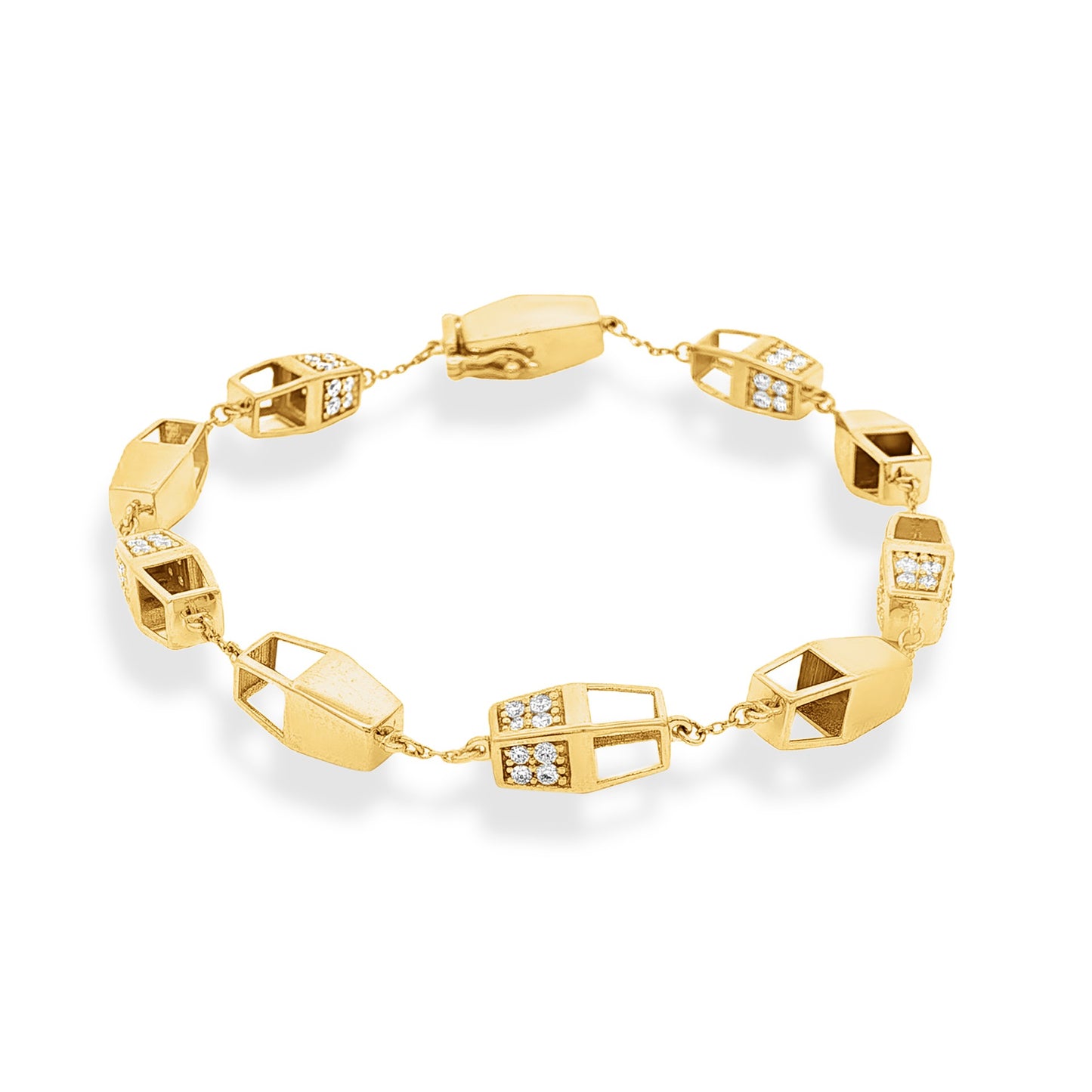 Cube Link Bracelet with Diamonds