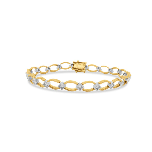 14K Diamond 13mm link 7 inch bracelet with 21 princess cut diamonds totaling 1.08ct