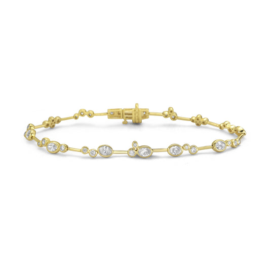 14k 5mm link bracelet with 36 round diamonds 0.64ct & 7 oval 1.00ct t.w. 1.64ct 7 inches wrist