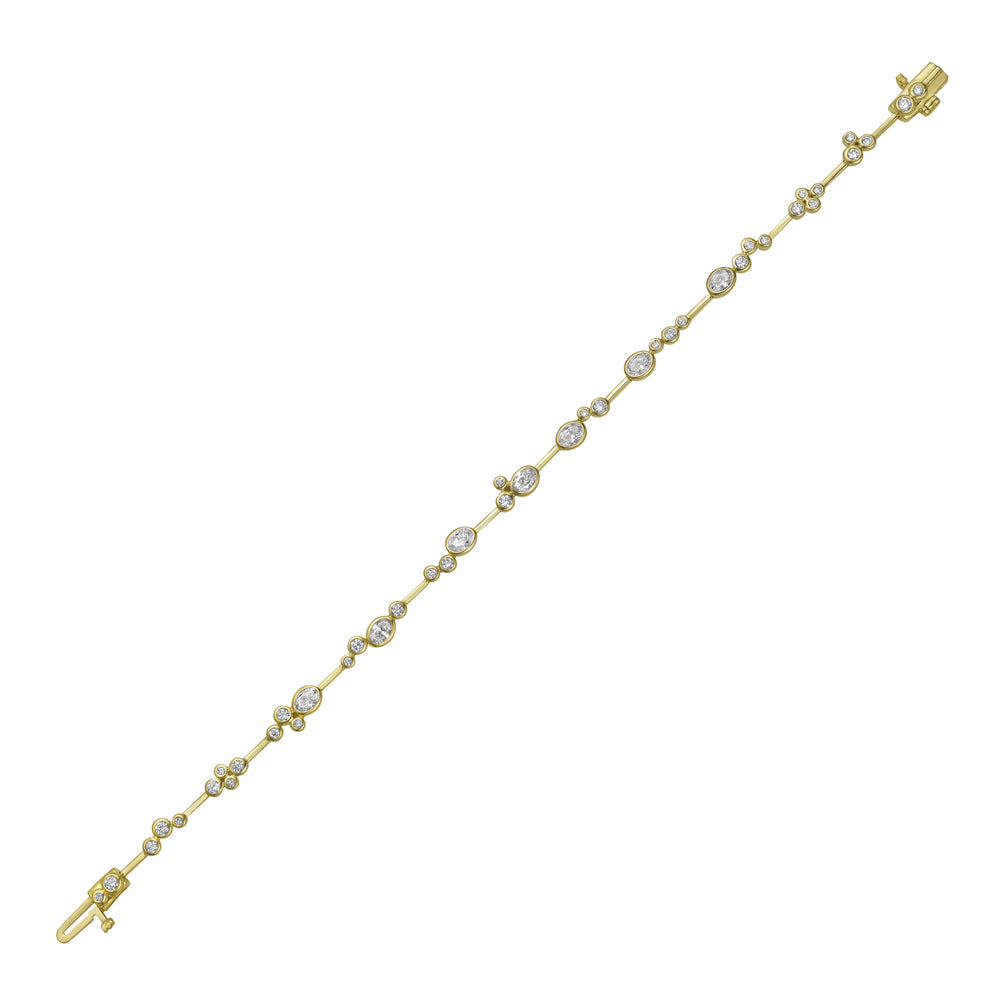 14k 5mm link bracelet with 36 round diamonds 0.64ct & 7 oval 1.00ct t.w. 1.64ct 7 inches wrist