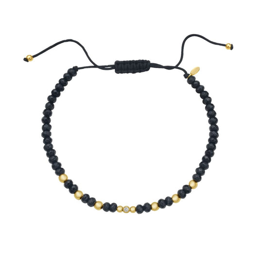 18k & black onyx beads bracelet with diamond 0.03ct