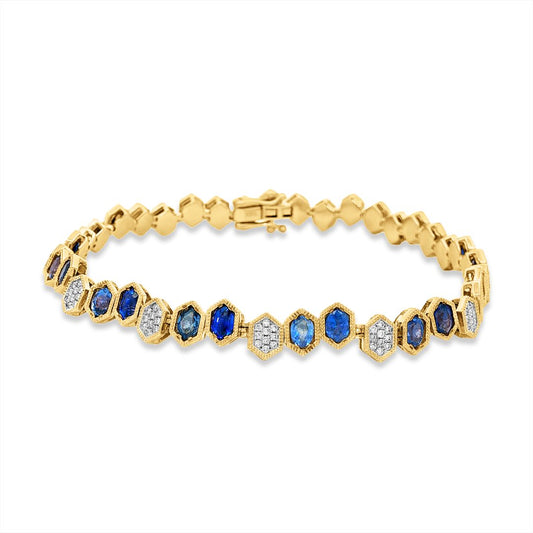 14k bracelet with 26 sapphires 6.58ct & 130 diamonds 0.55ct