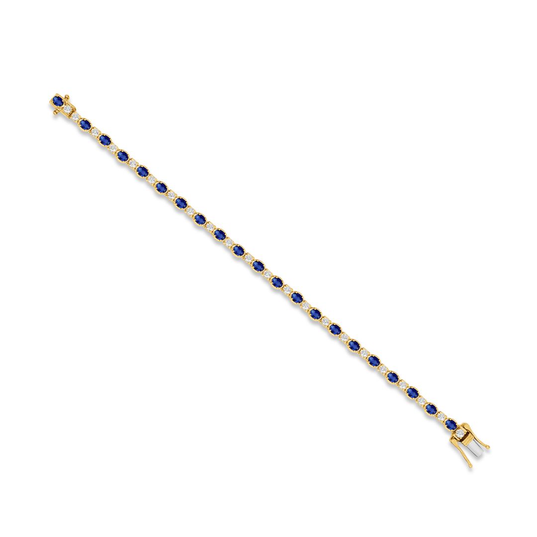 14k 4mm link bracelet with 21 oval sapphires 4.47ct & 21 round diamonds 1.75ct 7 inches