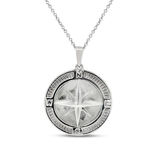 Sterling silver compass pendant