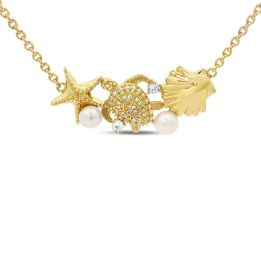 GOLD PLATED STERLING SILVER MULTI NAUTICAL NECKLACE