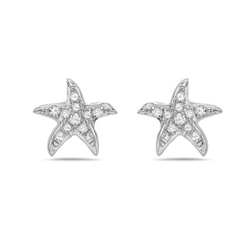 14K STARFISH STUD EARRINGS WITH 22 DIAMONDS 0.09CT