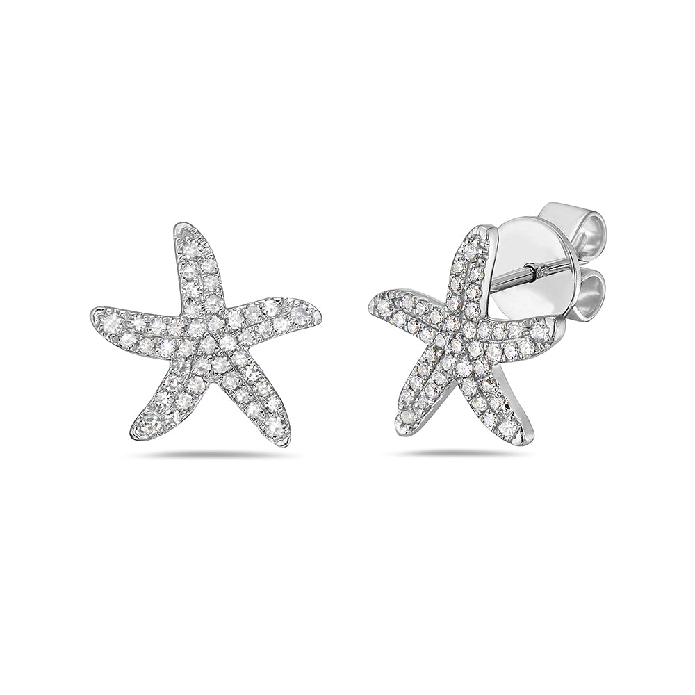 14K STAR STUD EARRINGS WITH 88 DIAMONDS 0.35CT