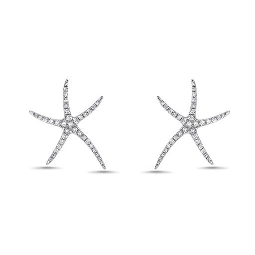 14K STARFISH EARRINGS WITH 74 DIAMONDS 0.36CT