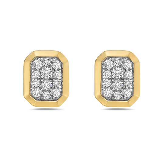 14K, 24 DIAMONDS 0.49CT SQUARE SHAPE DIAMOND EARRINGS