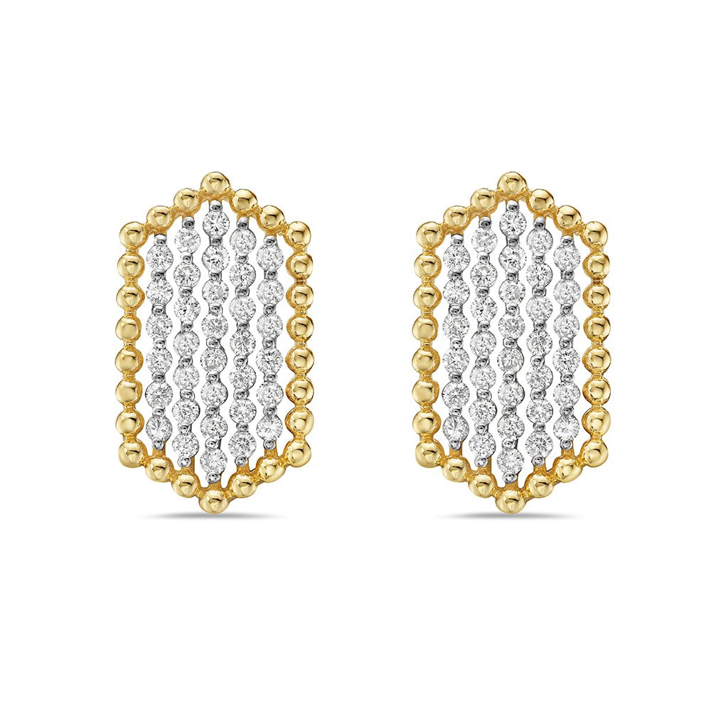 14K 21X12MM HEXAGON SHAPE EARRINGS WITH 68 DIAMONDS 1.24CT